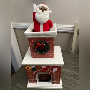 Vintage 18” Festive Mr. Christmas black/brown Santa Chimney Decoration 23345